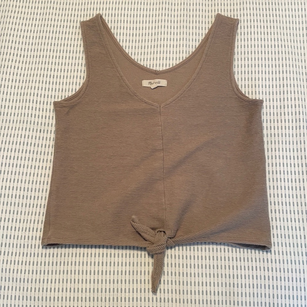 Madewell texture and thread tie-front tank top.